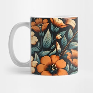 Orange Floral Illustration Mug